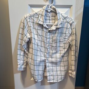 Zara White and Green Plaid Shirt